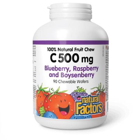 Vitamin C 100% Natural Fruit Chew (Berry Flavour), 500mg, 90 Chewables