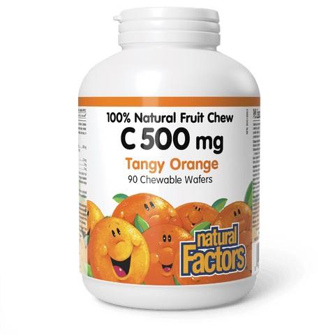 Vitamin C 100% Natural Fruit Chew (Tangy Orange Flavour), 500mg, 90 Chewables