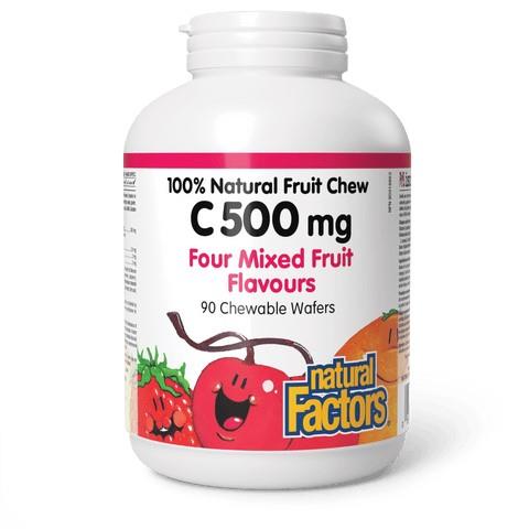 Vitamin C 100% Natural Fruit Chew (Mixed Fruit Flavour), 500mg, 90 Chewables