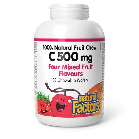 100% Natural Vitamin C 500mg (Four Mixed Fruit Flavour), 180 Chewables