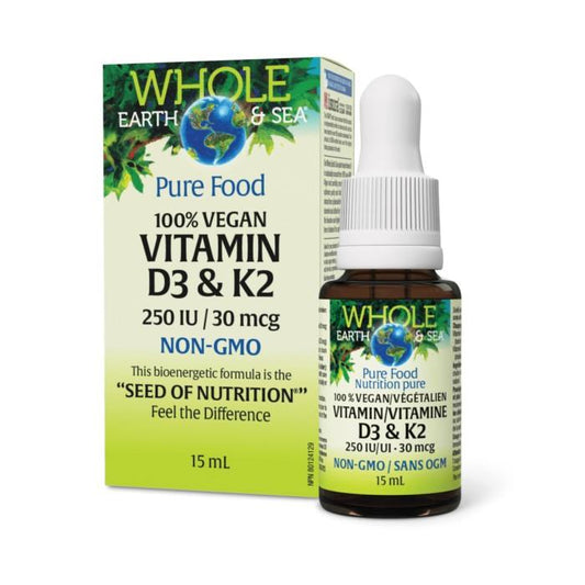 WHOLE EARTH & SEA PURE FOOD VITAMIN D3 & K2 LIQUID - 15ml
