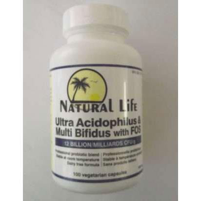 Natural Life Ultra Acidophilus & Multi Bifidus with FOS - 100 VCaps