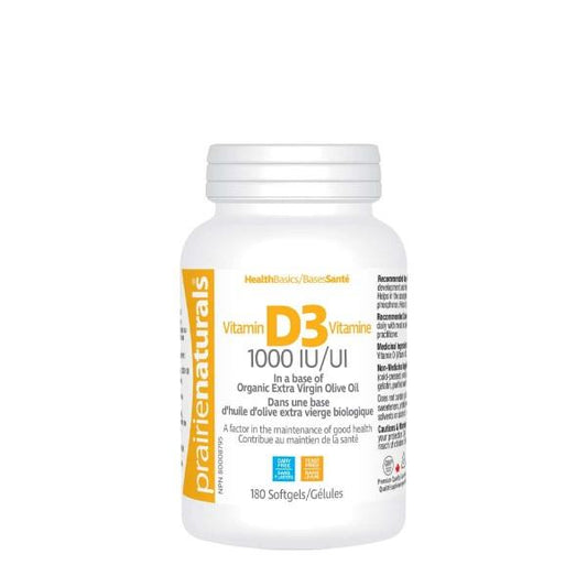 Praire Naturals Vitamin D3 - 1000IU / 180 Soft Gels