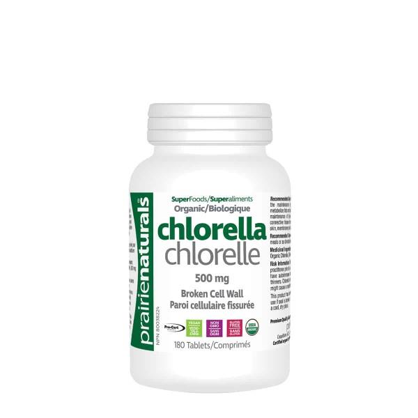 PRAIRIE NATURALS  CHLORELLA ORGANIC500mg - 180 Tabs