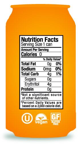 Zevia Zero Calorie Soda (Orange) - Nutritional Information - Homegrown Foods, Stony Plain