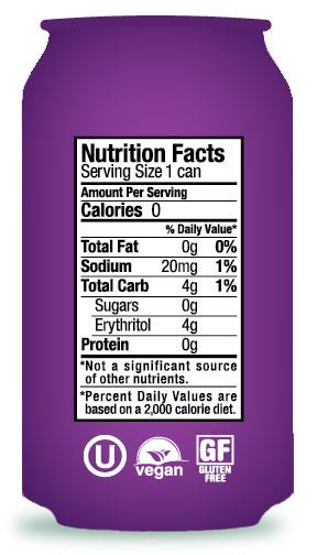 Zevia Zero Calorie Soda (Grape) - Nutritional Information - Homegrown Foods, Stony Plain