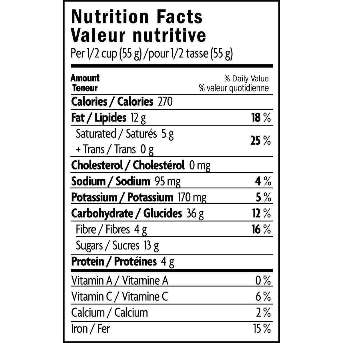 Natures Path Love Crunch (Chocolate Macaroon) Nutritional Panel