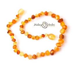 Raw Baltic Amber Necklace, Unpolished duo gold - 11"
