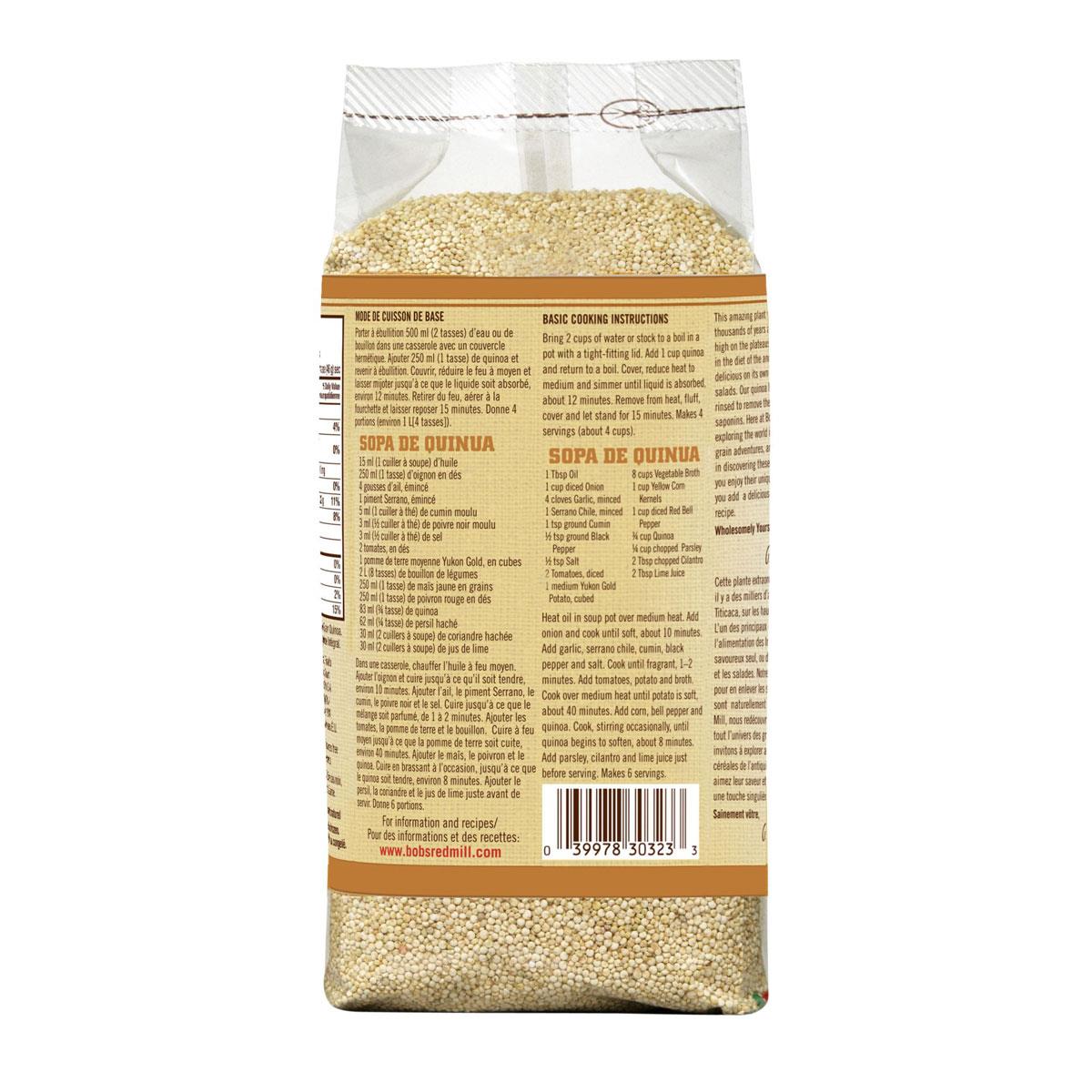 Bob's Red Mill Quinoa Nutritional Panel