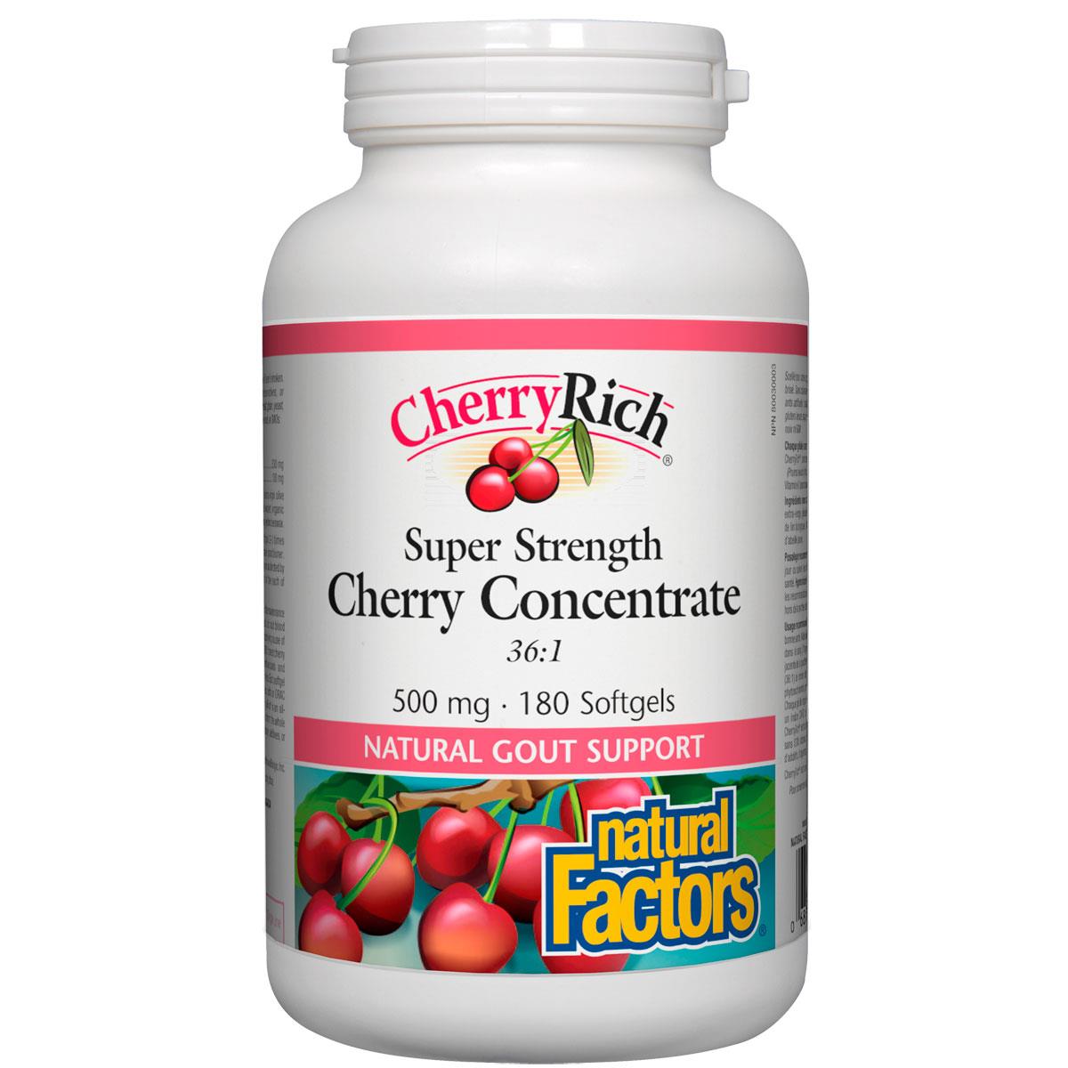 Natural Factors CherryRich Super Strength Cherry Concentrate, 500mg, 180 Softgels