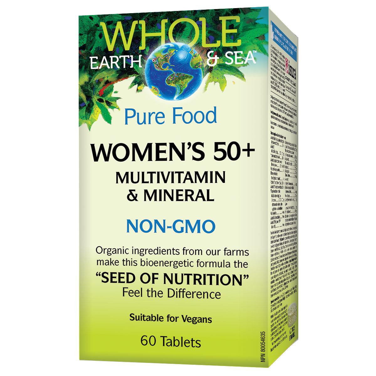 Natural Factors Whole Earth & Sea Women's 50+ Multivitamin & Mineral, 60 Tabs