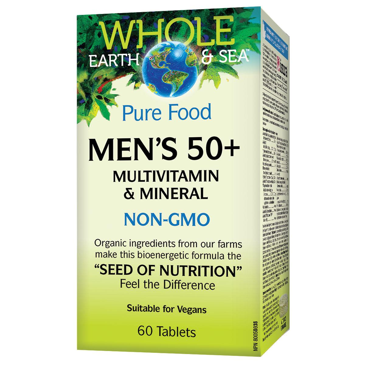Natural Factors Whole Earth & Sea Men's 50+ Multivitamin & Mineral, 60 Tabs