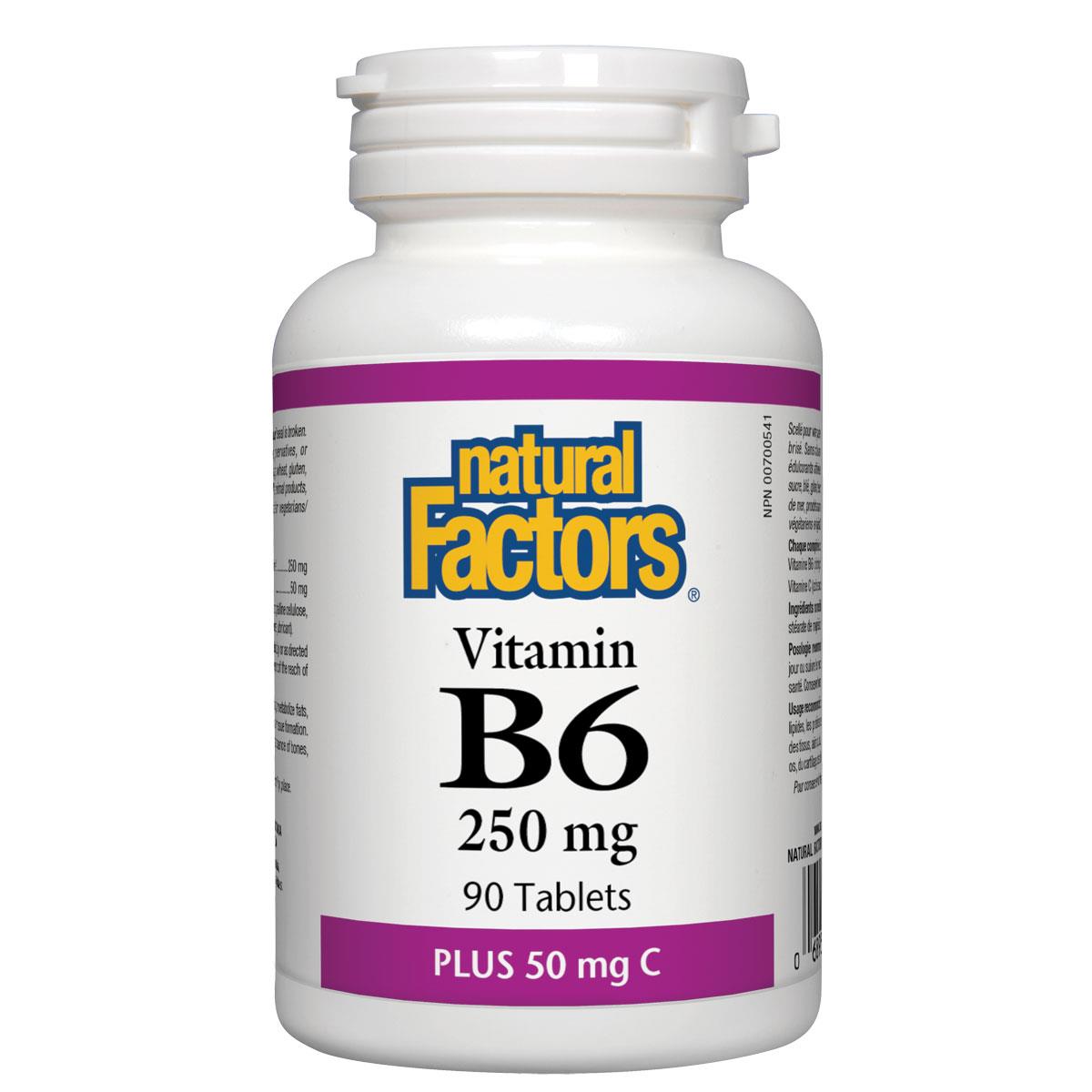 Natural Factors Vitamin B6 plus Vitamin C, 90 Tablets