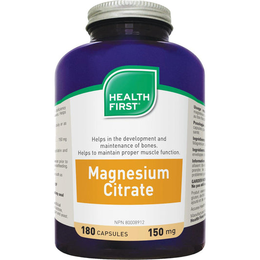 Health First Magnesium Citrate, 150mg, 180 Caps