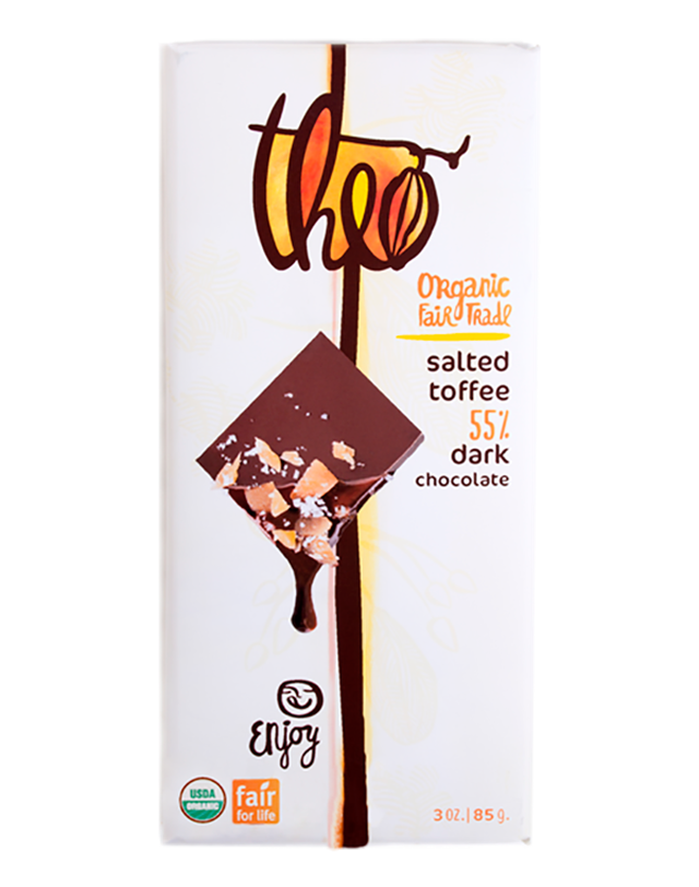 THEO CHOC BAR SALTED TOFFEE - 85G