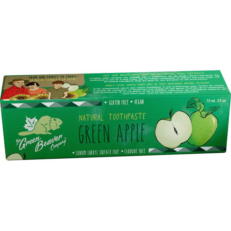 Green Beaver Natural Toothpaste (Green Apple) - 75ml - Homegrown Foods, Stony Plain