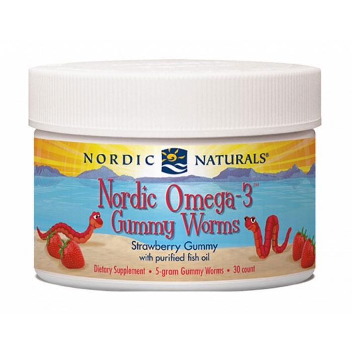 Nordic Naturals Omega-3 Gummy Worms, Strawberry, 30Pk, Homegrown Foods, Stony Plain