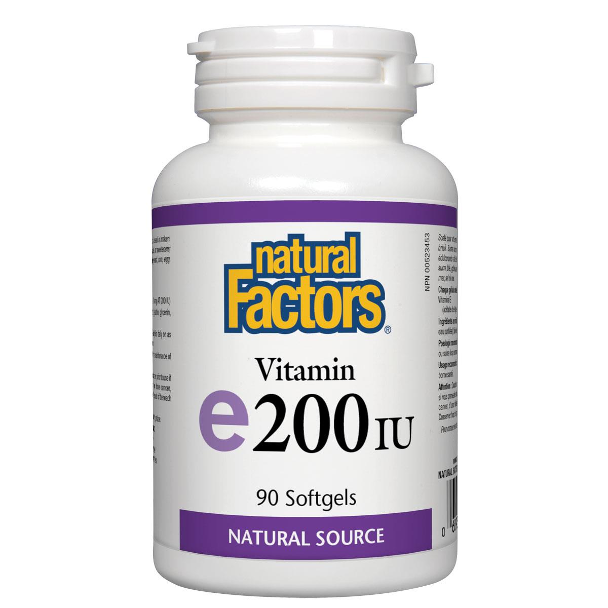 Natural Factors Vitamin E200IU (Natural Source), 90 Softgels