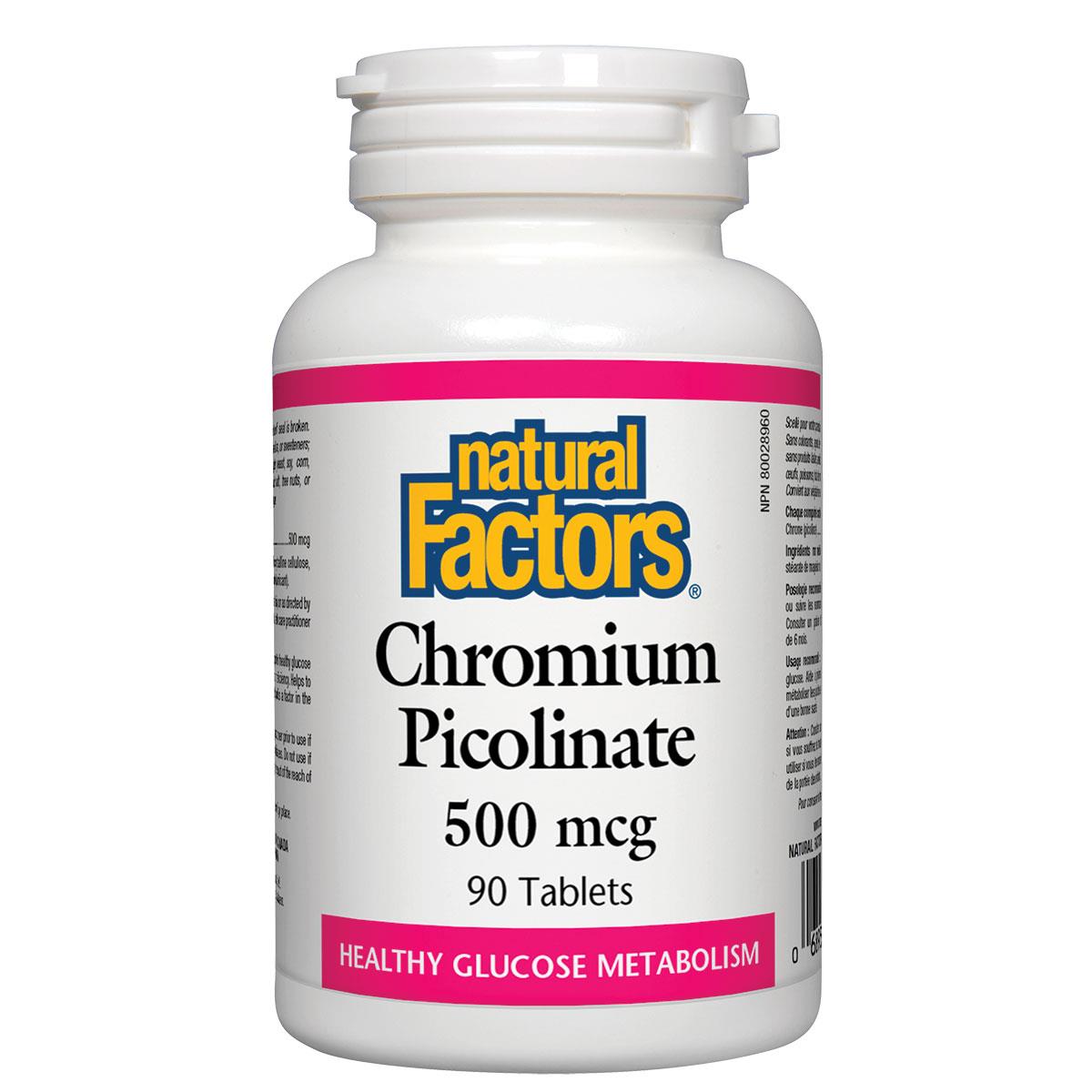 Natural Factors Chromium Picolinate, 500mcg / 90 Tabs