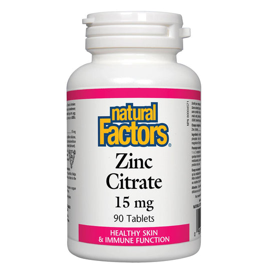 Natural Factors Zinc Citrate, 15mg, 90 Tabs