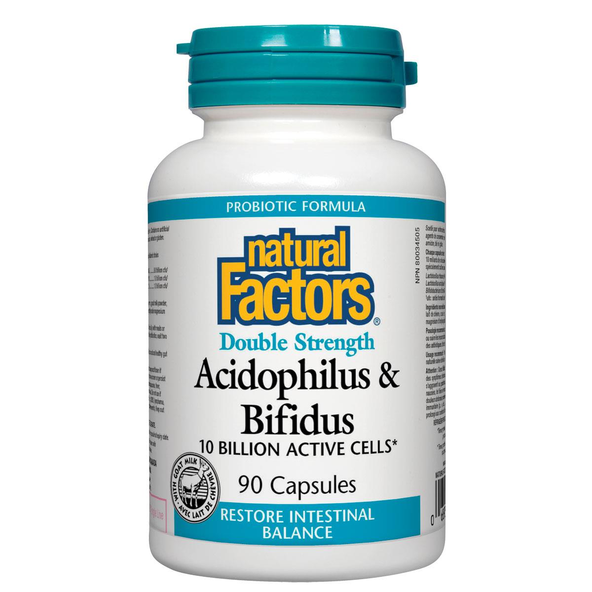 Natural Factors Acidophilus/Bifidus, 10 Billion / 90caps