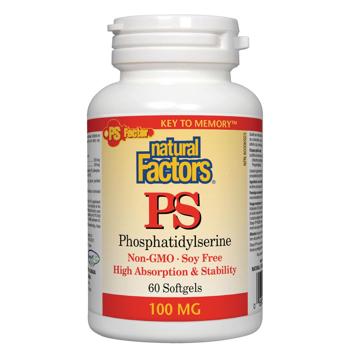 Natural Factors PS Phosphatidylserine, 100mg, 60 Softgels