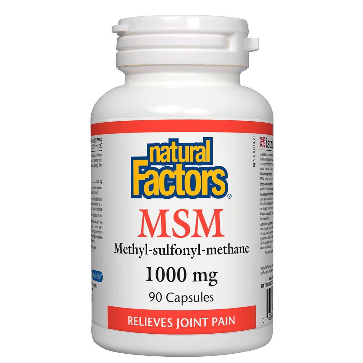 Natural Factors MSM, 1000mg, 90 Caps - Joint Pain Relief & Health Benefits