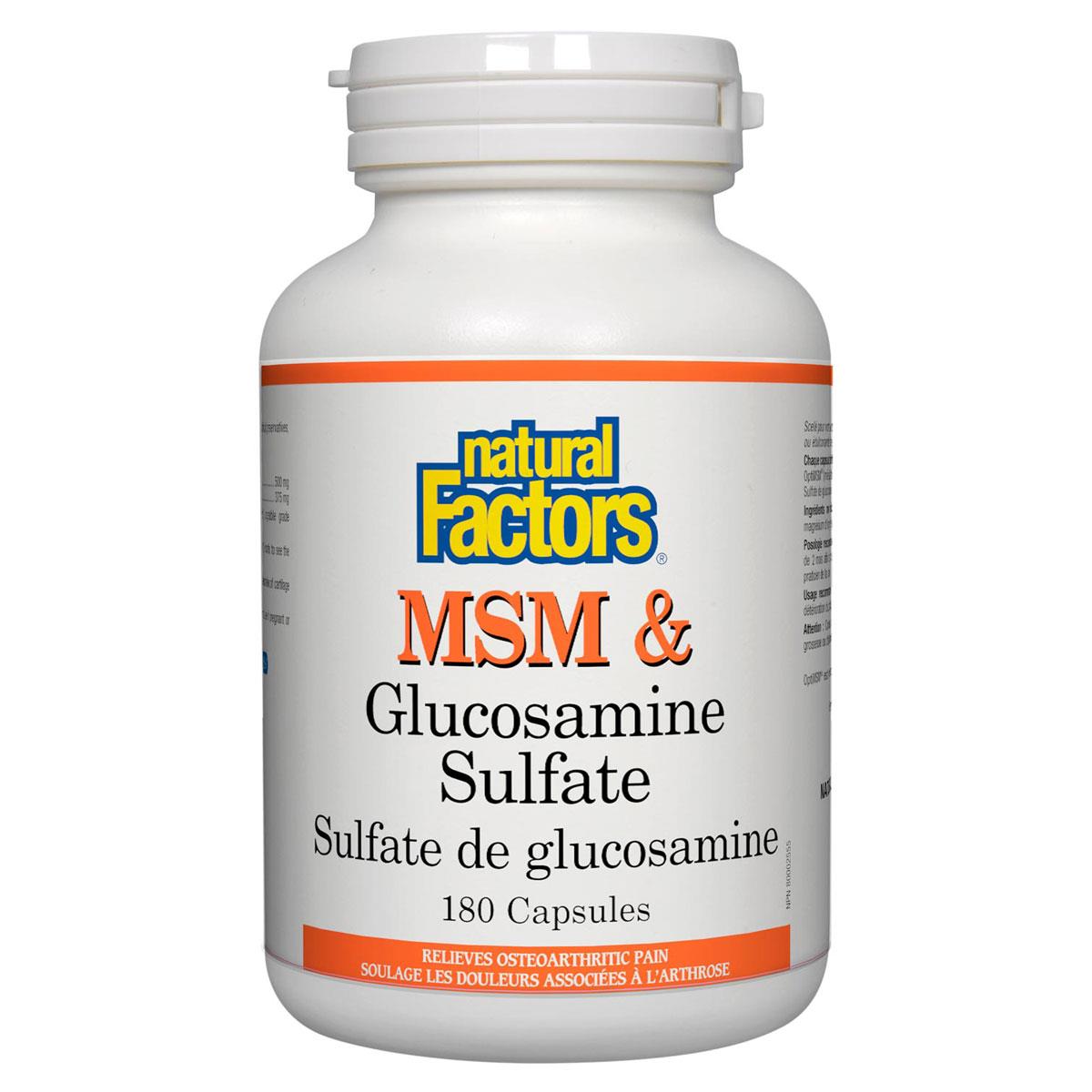 Natural Factors MSM & Glucosamine Sulfate, 180 Caps - Homegrown Foods, Stony Plain