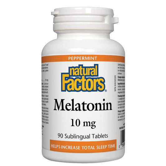 Natural Factors Melatonin (Peppermint), 10mg, 90 Sublingual Tablets