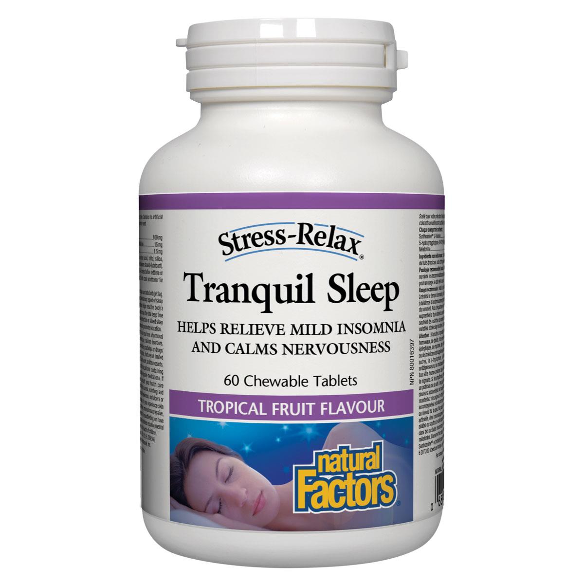 Natural Factors Tranquil Sleep (Tropical Flavour), 60 Chewable Tablets