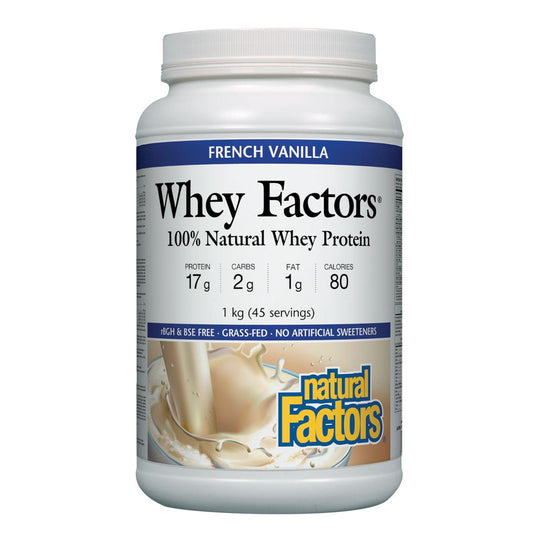 Natural Factors 100% Natural Whey Protein, French Vanilla, 1kg (45 Servings)