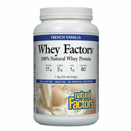 Natural Factors 100% Natural Whey Protein, French Vanilla, 1kg (45 Servings)