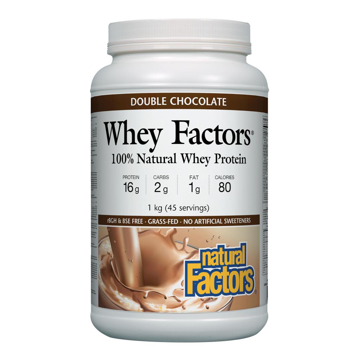 Natural Factors 100% Natural Whey Protein, Double Chocolate, 1kg