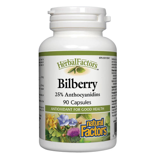 Natural Factors Bilberry (25% Anthocyanidins), 40mg, 90 Caps - Homegrown Foods, Stony Plain