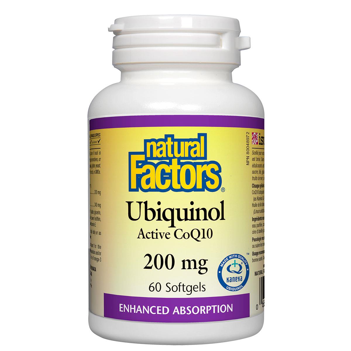 Natural Factors Ubiquinol Active CoQ10, 200mg, 60 softgels