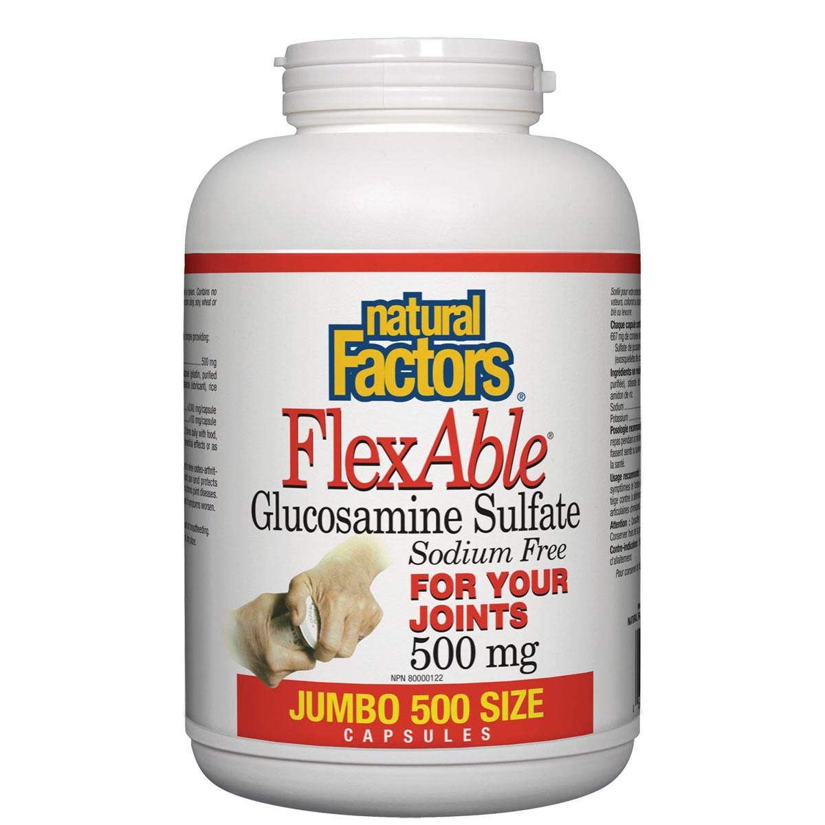 Natural Factors FlexAble Glucosamine Sulfate, 500mg, 500Caps