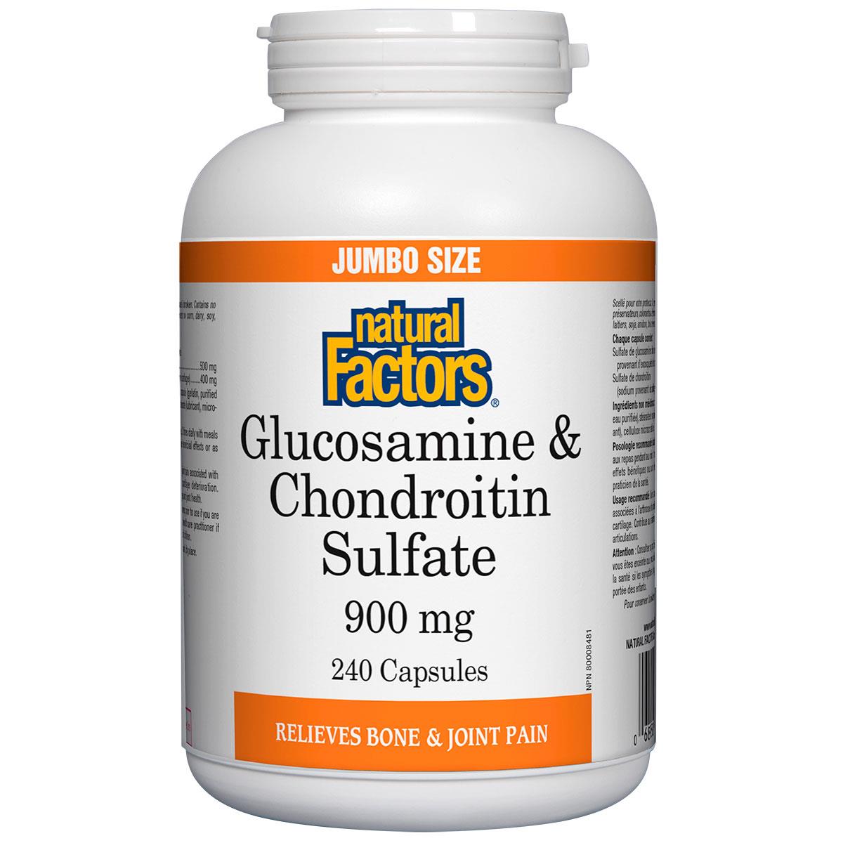 Natural Factors Glucosamine & Chondroitin Sulfate, 900mg, 240Caps