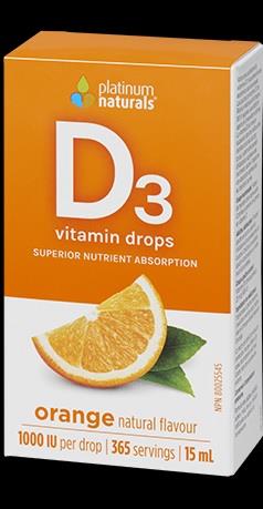 Platinum Naturals Delicious D Vitamin D3 Drops (Orange) - Homegrown Foods, Stony Plain