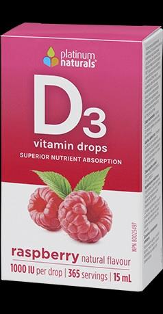 Platinum Naturals Delicious D Vitamin D3 Drops (Raspberry) - Homegrown Foods, Stony Plain
