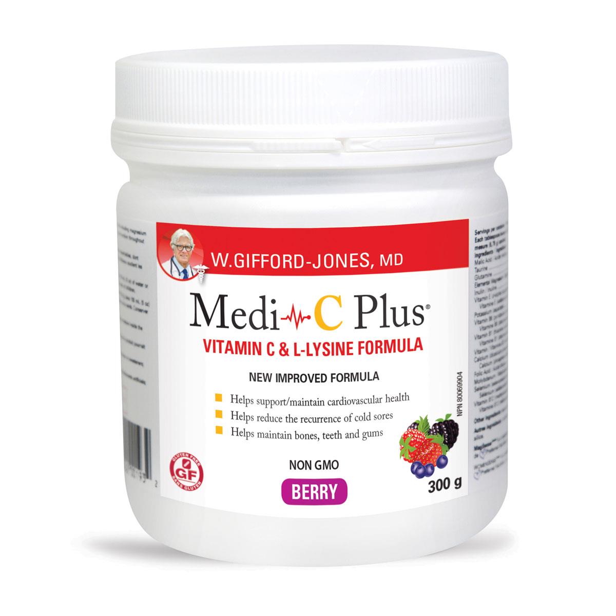 Medi-C Plus Vitamin C & L-Lysine (Berry) - 300g - Homegrown Foods, Stony Plain